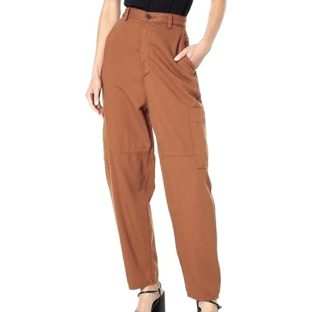 AG RENN UTILITY High Rise Barrel Leg Pants Cargo Pkts Clay Stone Orange 25 NWOT